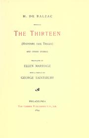 Cover of: The Thirteen by Honoré de Balzac