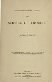 Cover of: Three introductory lectures on the science of thought.
