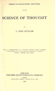 Cover of: Three introductory lectures on the science of thought by F. Max Müller