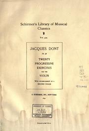 Cover of: Twenty progressive exercises for the violin by Jakob Dont