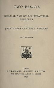 Cover of: Two essays on Biblical and on ecclesiastical miracles