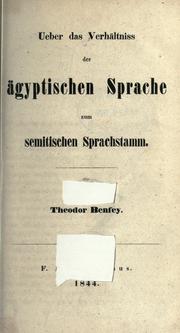 Cover of: Ueber das Verhältniss der ägyptischen Sprache zum semitischen Sprachstamm.