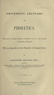 Cover of: University lectures on phonetics.