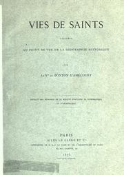 Cover of: Vies de saints, traitées au point de vue de la géographie historique.