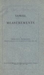 Cover of: Vowel measurements.