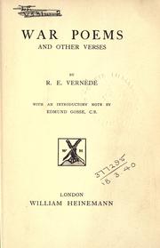 Cover of: War poems, and other verses.: With an introductory note by Edmund Gosse.