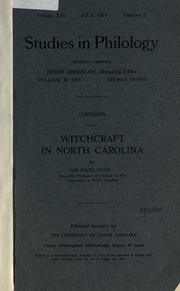 Cover of: Witchcraft in North Carolina