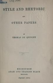 Cover of: Works by Thomas De Quincey