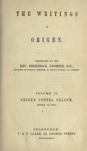 Cover of: The writings of Origen by Origen comm