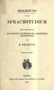 Cover of: Einleitung in das Sprachstudium: ein Beitrag zur Geschichte und Methodik der vergleichenden Sprachforschung