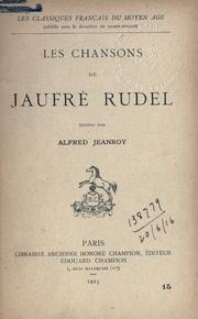 Cover of: Les chansons de Jaufré Rudel. by Jaufré Rudel