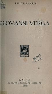 Cover of: Giovanni Verga.