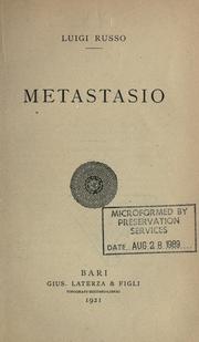 Cover of: Metastasio
