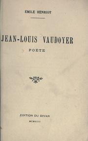 Cover of: Jean-Louis Vaudoyer, poète