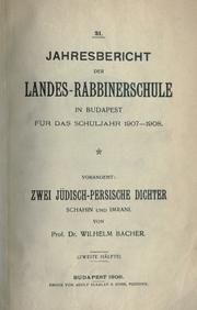 Cover of: Zwei jüdische-persische Dichter, Schahin and Imrani.