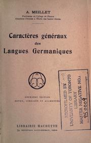 Cover of: Caractères généraux des langues germaniques by Antoine Meillet