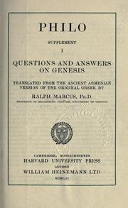Cover of: Questions and answers on Genesis by Philo of Alexandria