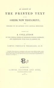 Cover of: An account of the printed text of the Greek New Testament by Samuel Prideaux Tregelles