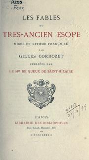 Cover of: Les fables du très-ancien Esope by Aesop