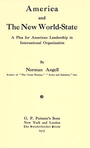 Cover of: America and the new world-state: a plea for American leadership in international organization