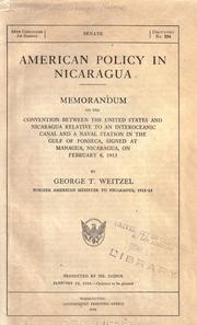 Cover of: American policy in Nicaragua. | George Thomas Weitzel