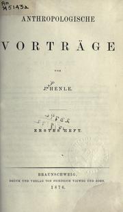 Cover of: Anthropologische Vorträge.