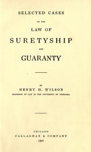 Cover of: Selected cases on the law of suretyship and guaranty