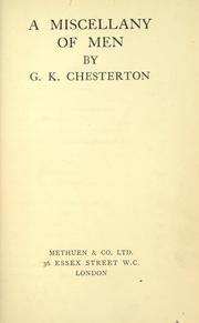 Cover of: A miscellany of men by Gilbert Keith Chesterton
