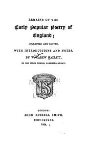 Cover of: Remains of the early popular poetry of England by William Carew Hazlitt