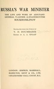 Cover of: Russia's war minister by V. D. Dumbadze