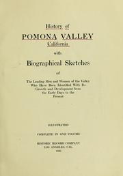 Cover of: History of Pomona Valley, California by 