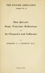 Cover of: Don Quixote: some war-time reflections on its character and influence