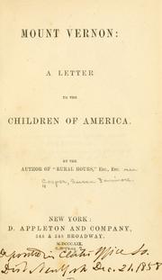 Cover of: Mount Vernon: a letter to the children of America