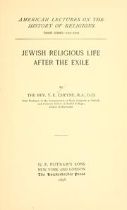 Cover of: Jewish religious life after the exile