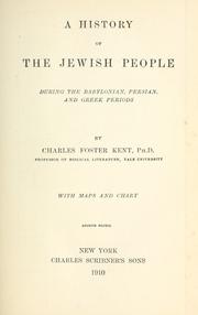 Cover of: A history of the Jewish people during the Babylonian, Persian and Greek periods