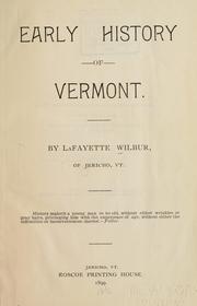 Cover of: Early history of Vermont