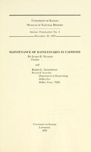 Cover of: Maintenance of rattlesnakes in captivity by Murphy, James B.