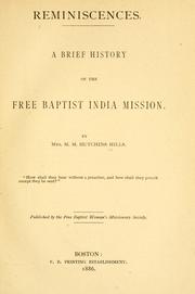 Cover of: Reminiscences: a brief history of the Free Baptist India mission