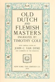 Cover of: Old Dutch and Flemish masters