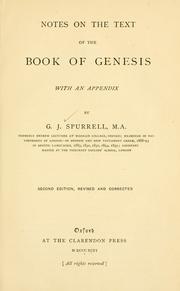 Cover of: Notes on the text of the book of Genesis by G. J. Spurrell