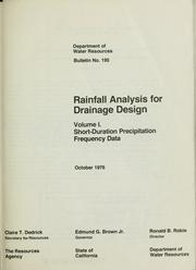 Cover of: Rainfall analysis for drainage design. by California. Dept. of Water Resources.