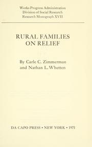 Cover of: Rural families on relief