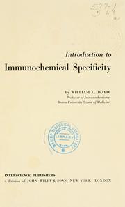 Introduction to immunochemical specificity by William C. Boyd
