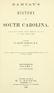 Cover of: History of South Carolina: from its first settlement in 1670 to the year 1808.