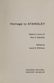 Cover of: Homage to Standley: papers in honor of Paul C. Standley.