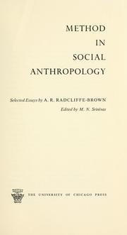 Cover of: Method in social anthropology