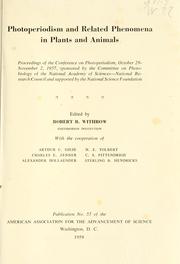 Cover of: Photoperiodism and related phenomena in plants and animals by Conference on Photoperiodism (1957 Gatlinburg, Tenn.)