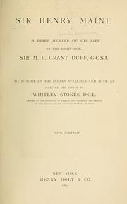 Cover of: Sir Henry Maine: a brief memoir of his life