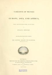 Cover of: Narrative of travels in Europe, Asia, and Africa, in the seventeenth century by Evliya Çelebi
