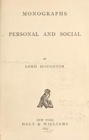 Cover of: Monographs personal and social